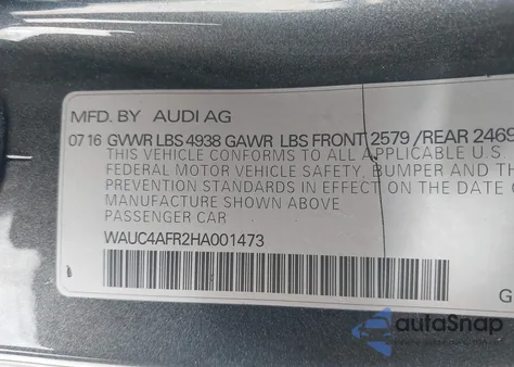 2017 Audi S5 3.0T из США, поврежденный, VIN WAUC4AFR2HA001473